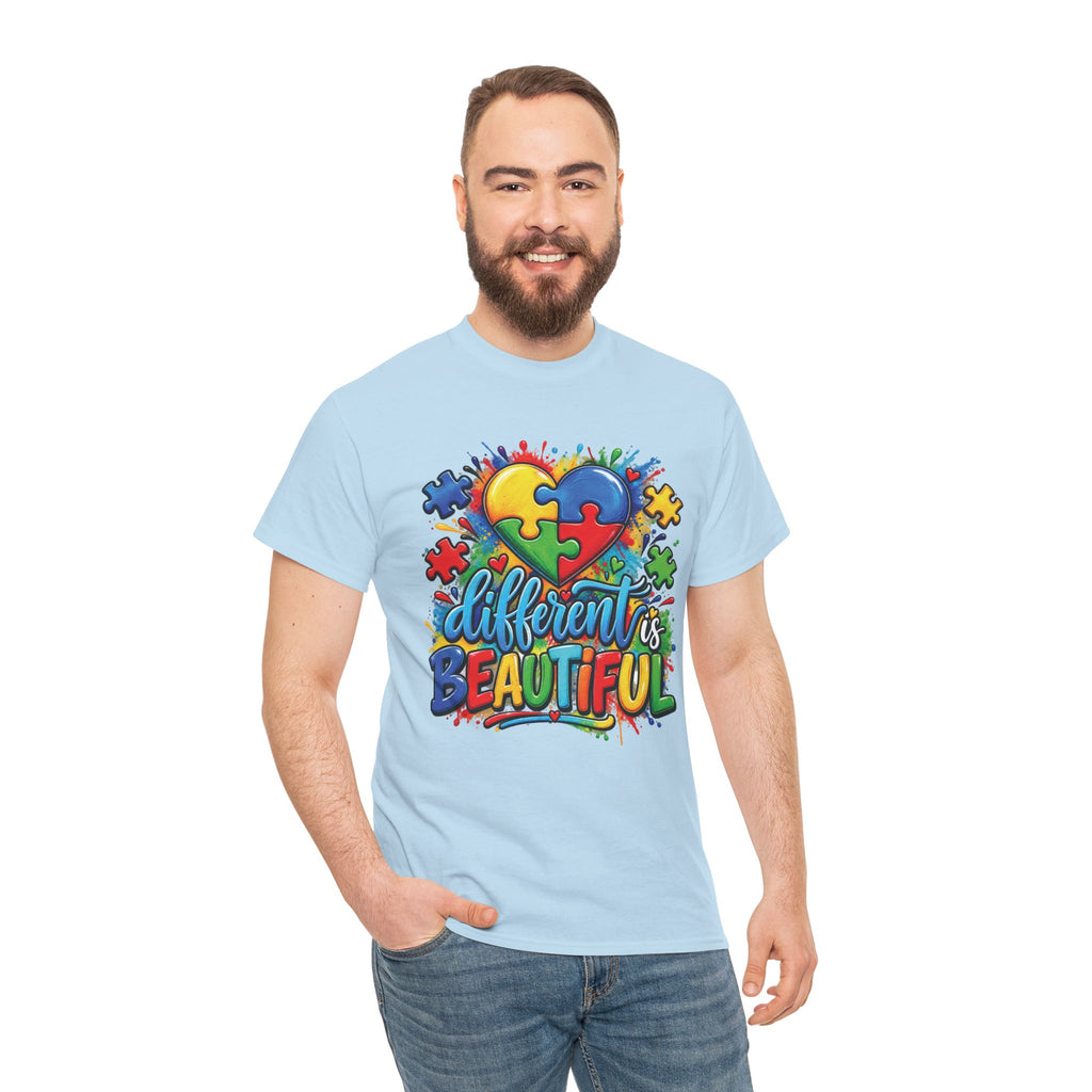 Different Is Beautiful Autism Puzzle Heart T-Shirt | Neurodiversity Awareness Tee