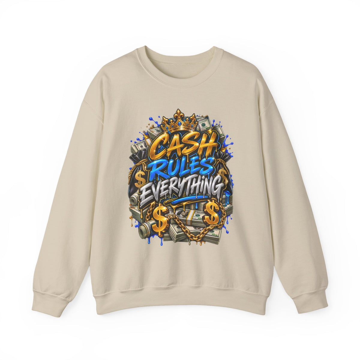 Cash Rules Everything Graphic Sweatshirt | Money Streetwear, Graffiti Dollar Design
