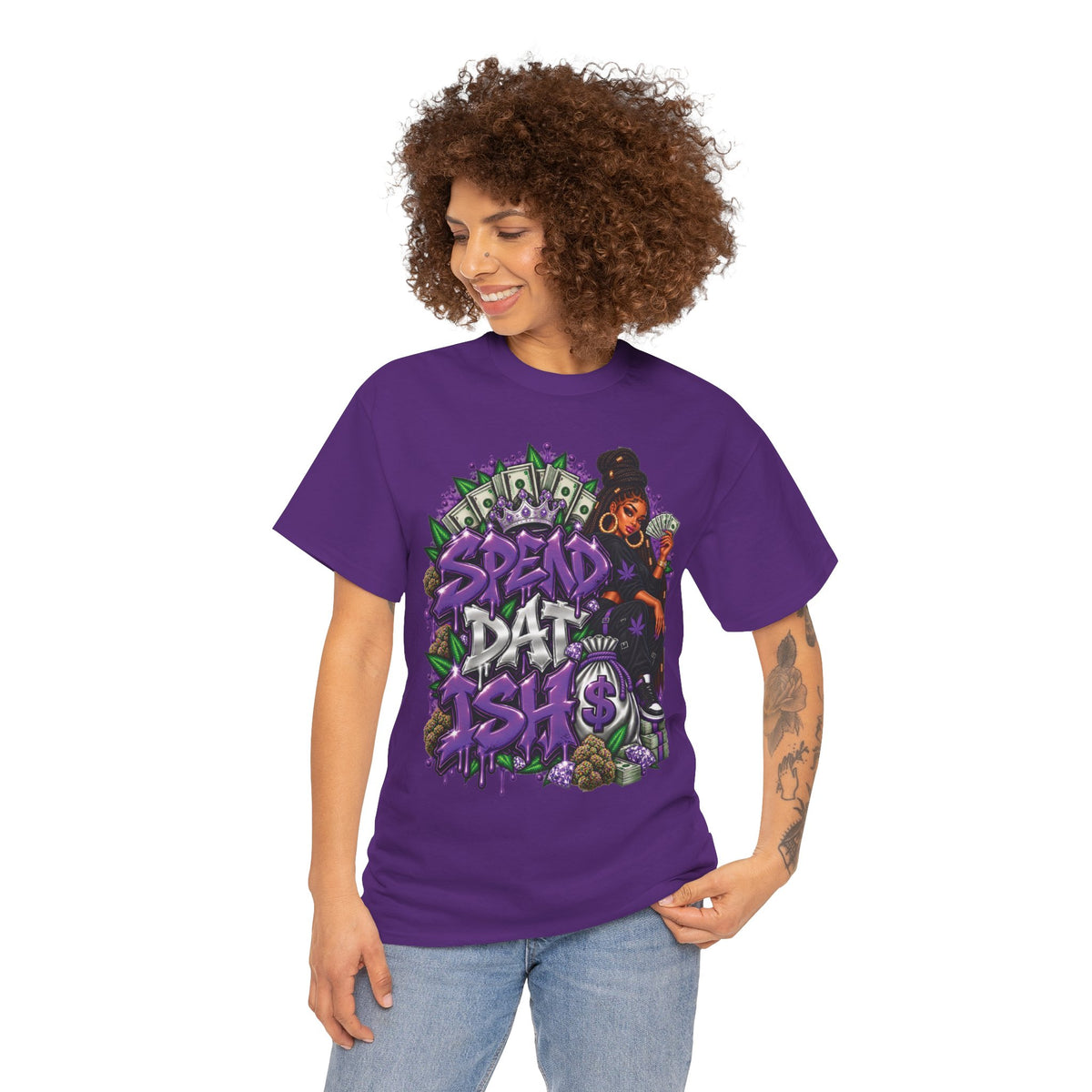 Spend Dat sh*t Tee | Graffiti Money Design, Purple Streetwear