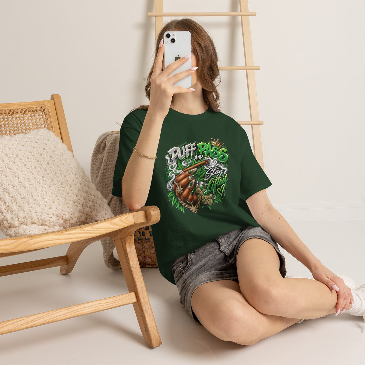 Puff and Pass Stay Lifted T-Shirt | Cannabis Leaf Graphic Tee