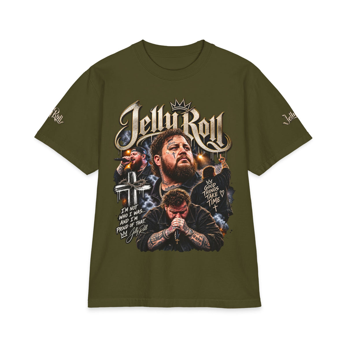 Jelly Roll portrait graphic T-Shirt | rapper collage tee