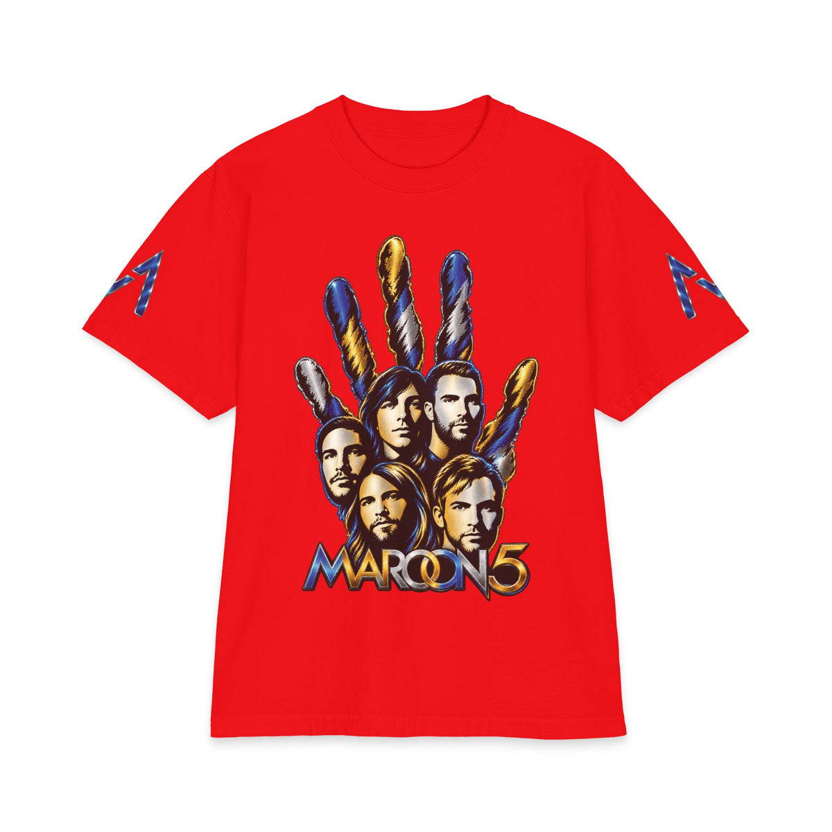 Handprint Portrait Maroon 5 Band Graphic T-Shirt | Rock Band Logo Tee