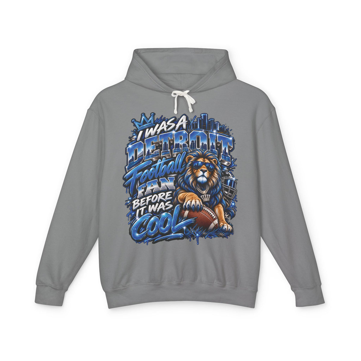 Detroit Retro Graffiti Hoodie | Lion, Skyline, Football Illustration