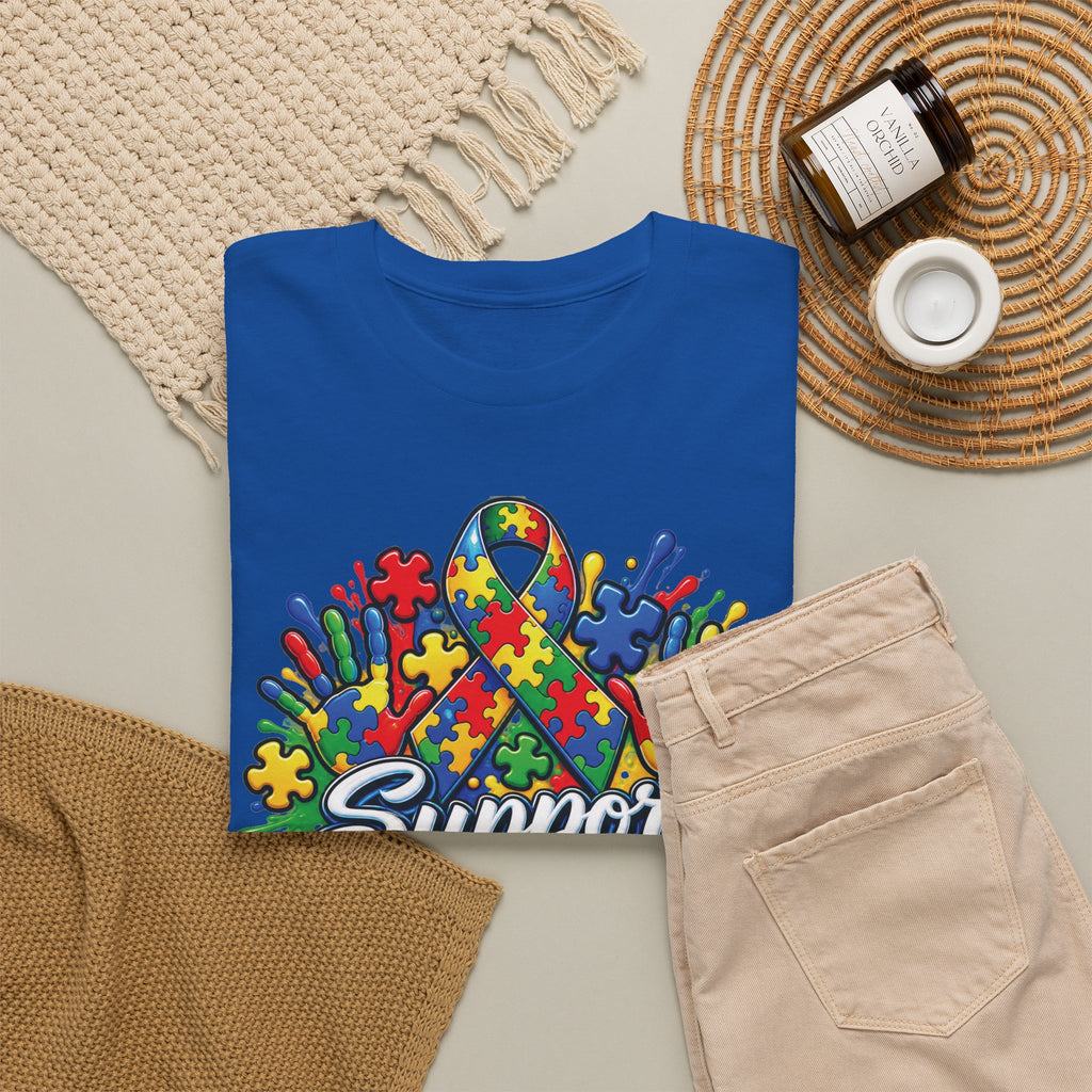 Support Squad T-Shirt | Autism Awareness Ribbon, Puzzle Heart Design