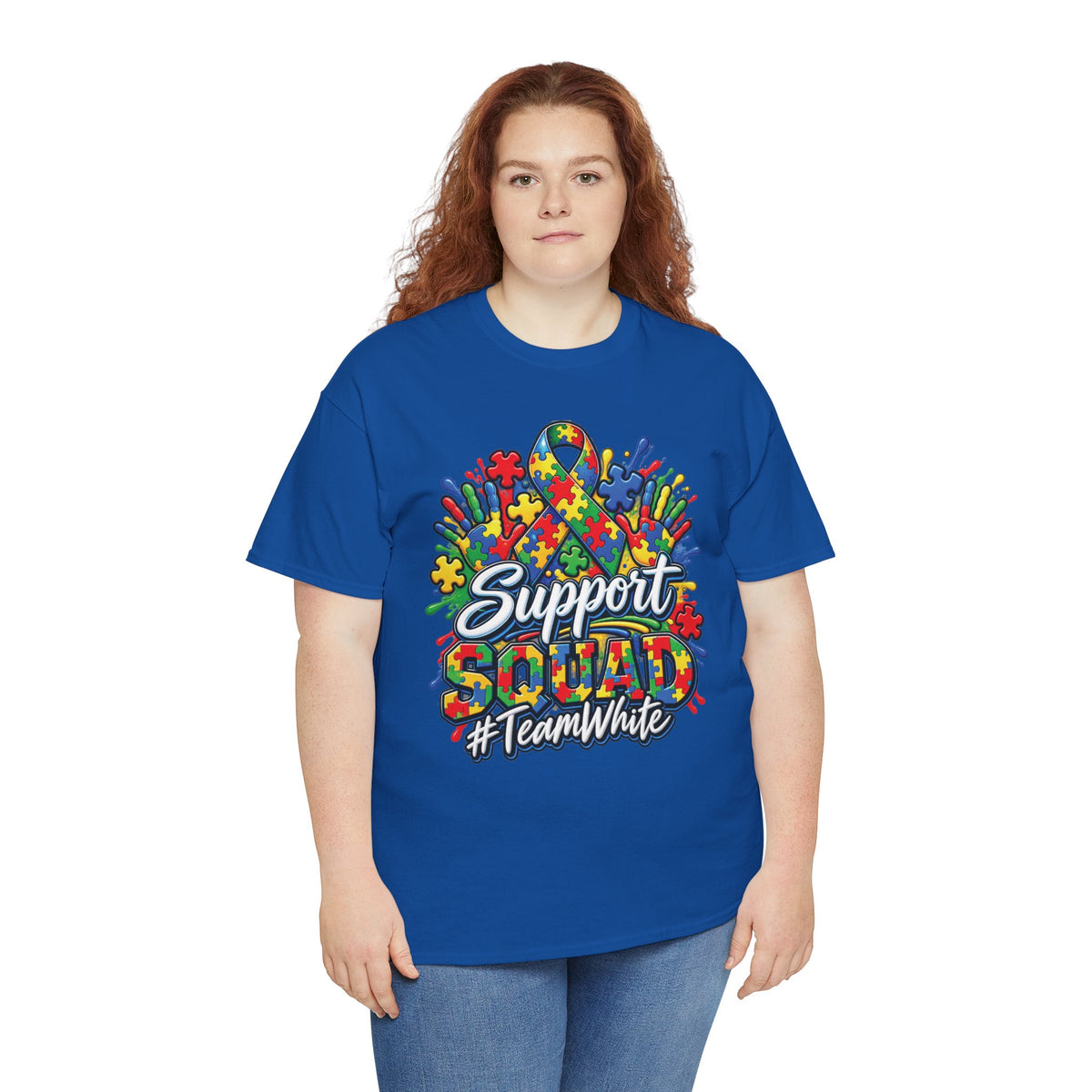 Support Squad T-Shirt | Autism Awareness Ribbon, Puzzle Heart Design