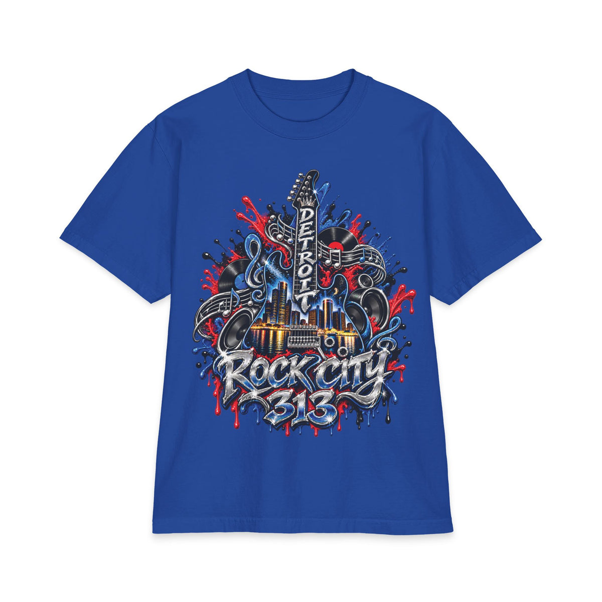 Detroit Rock City guitar truck graphic T-Shirt | 313 motor city music design