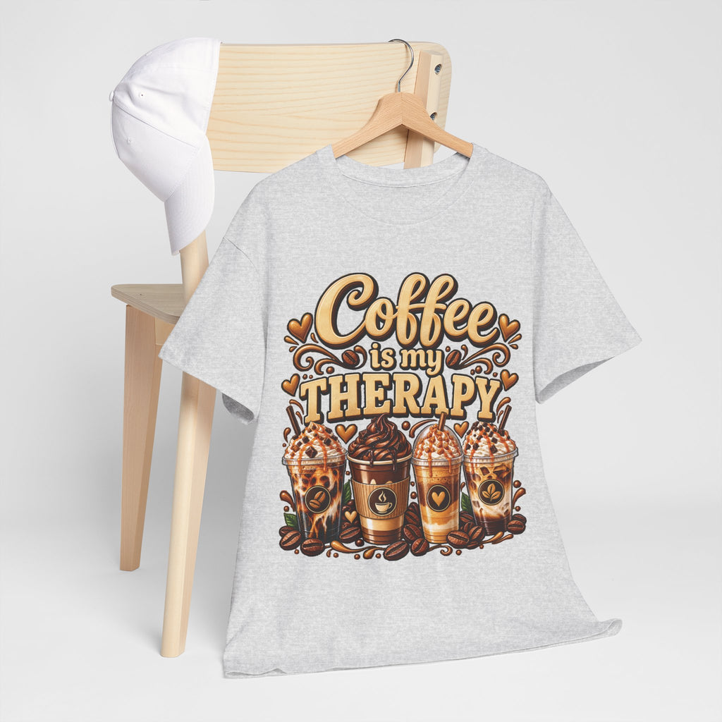 Coffee Is My Therapy T-Shirt | Coffee Cups Illustration, Cozy Beverage Tee