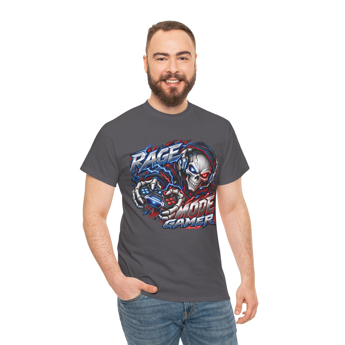 Rage Mode Gamer Skull Graphic T-Shirt