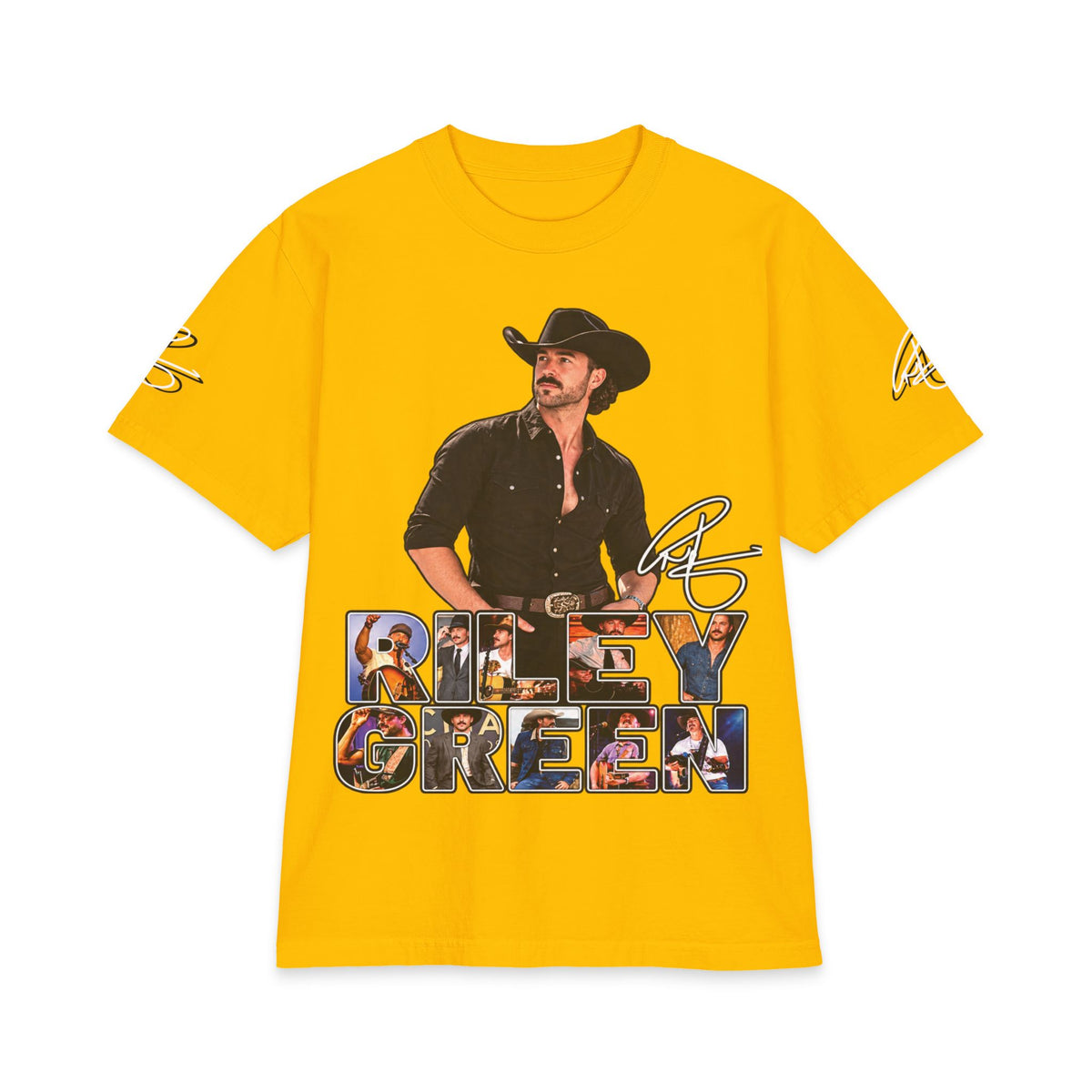 Green Riley Country Cowboy Photo Graphic Tee | Signed Name Sleeve