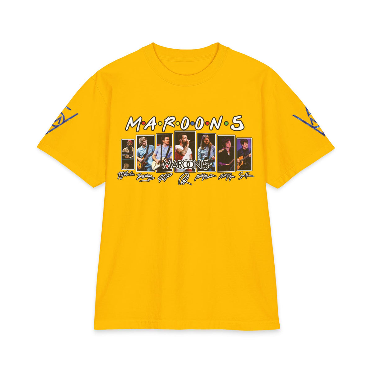Maroon 5 band photo collage T-Shirt | Tour style sleeve logo