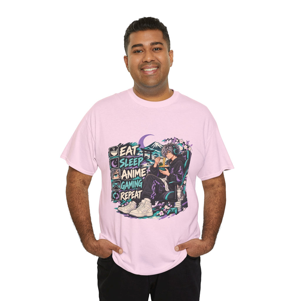 Eat Sleep Anime Gaming Repeat Video Game Graphic T-Shirt