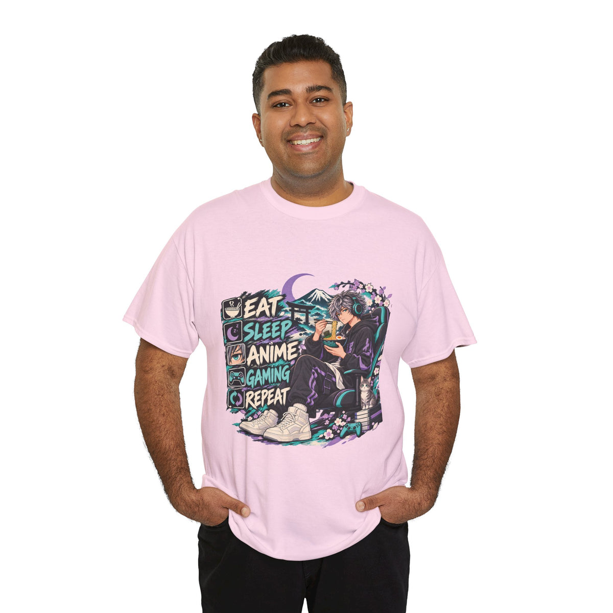 Eat Sleep Anime Gaming Repeat Video Game Graphic T-Shirt
