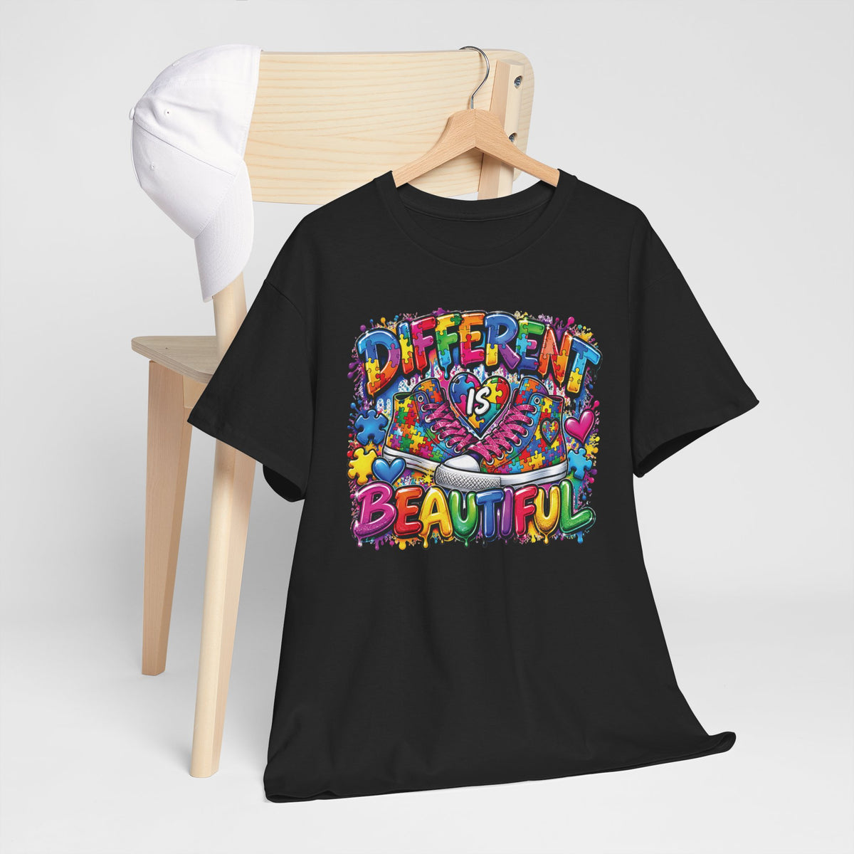 Autism Different Is Beautiful T-Shirt | Colorful Rainbow Graffiti Design