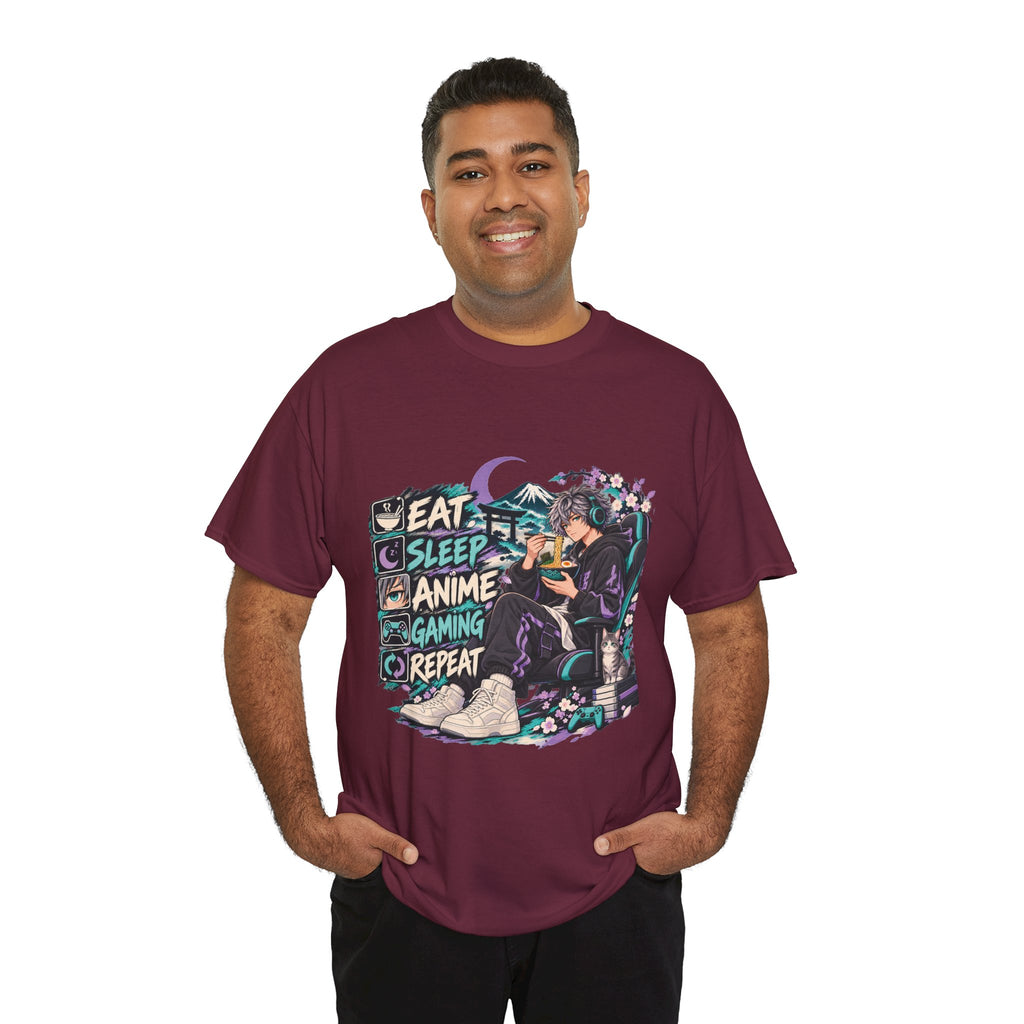 Eat Sleep Anime Gaming Repeat Video Game Graphic T-Shirt