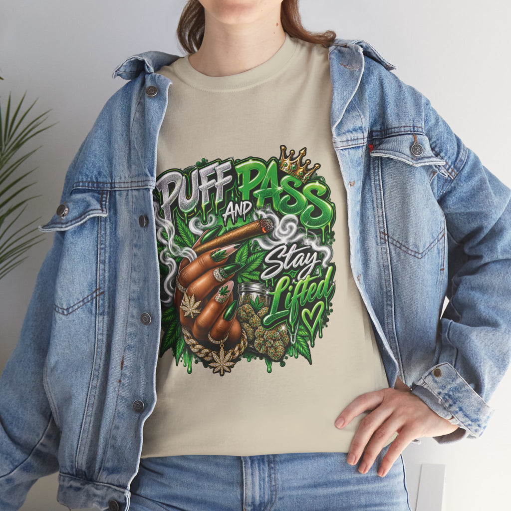 Puff and Pass Stay Lifted T-Shirt | Cannabis Leaf Graphic Tee