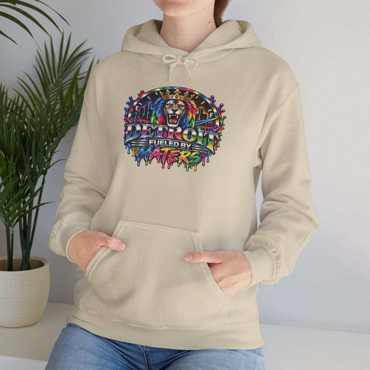 Detroit Graffiti Lion Hoodie | Colorful Street Art Pullover