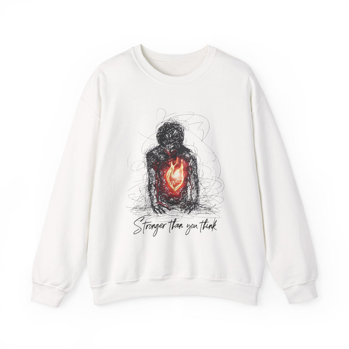 Stronger Than You Think Sweatshirt | Heart of Flame Illustration