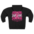 Survivor pink ribbon Hoodie | Breast Cancer Awareness zip sweatshirt
