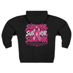 Survivor pink ribbon Hoodie | Breast Cancer Awareness zip sweatshirt