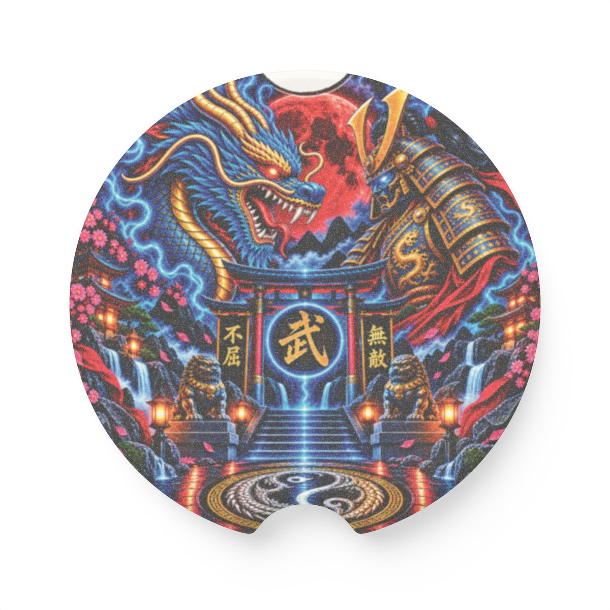 Chinese Dragons Shrine Car Coaster | Soapstone Decorative Coaster