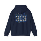 Detroit 313 Drip Skyline Hoodie | Graffiti Letter B Chest Design