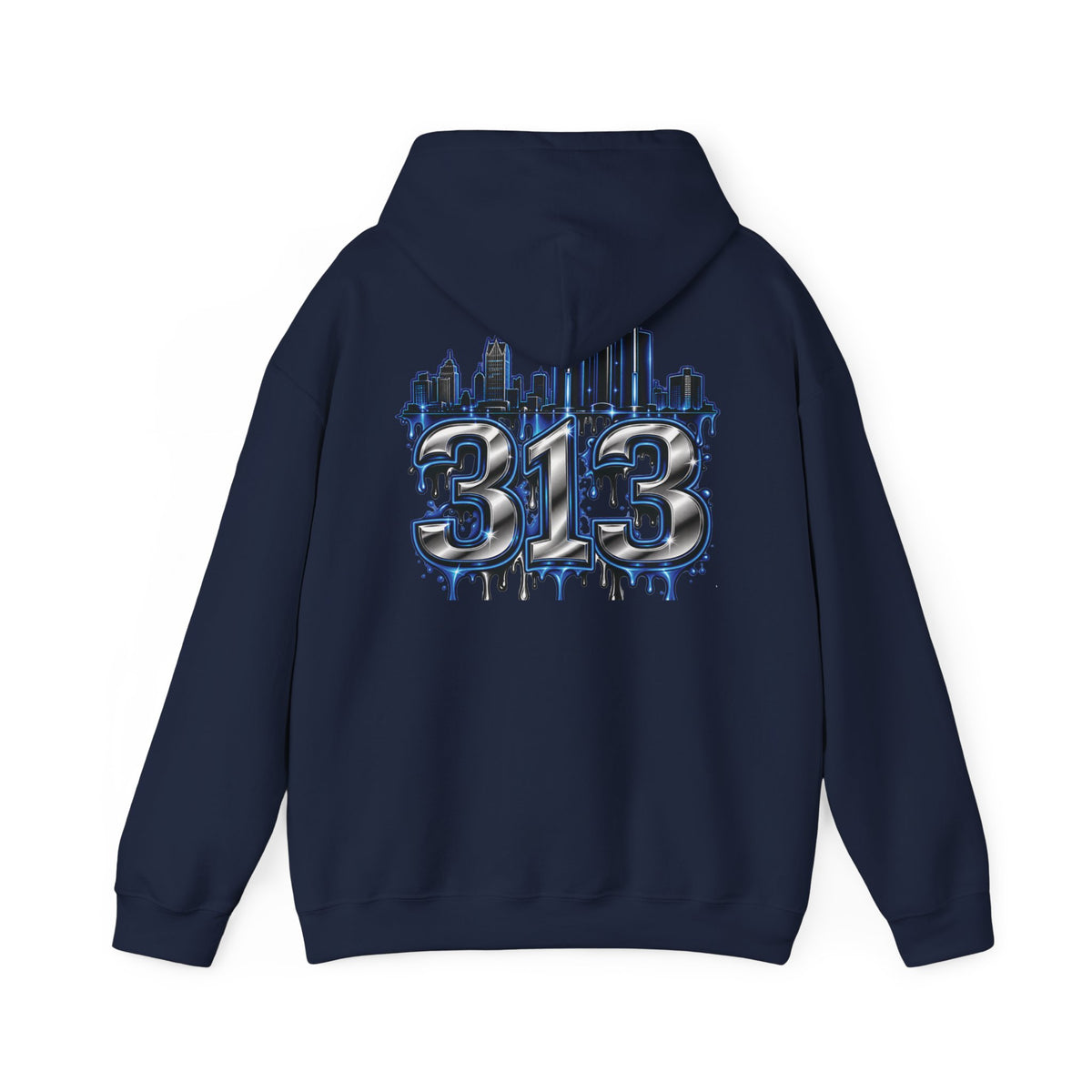 Detroit 313 Drip Skyline Hoodie | Graffiti Letter B Chest Design