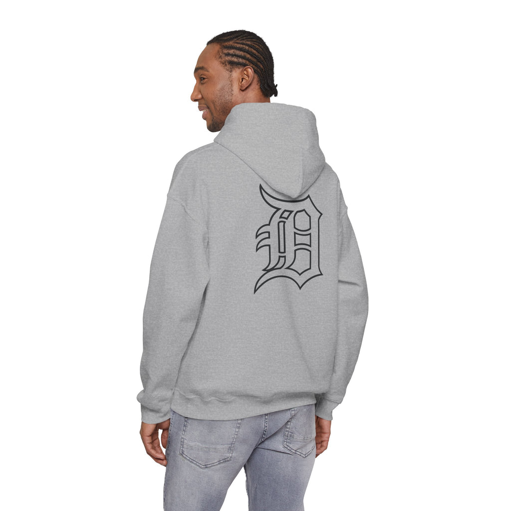 Detroit Basketball Graphic Hoodie | Vintage City Sports Logo, Front Collage Art