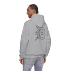 Detroit Basketball Graphic Hoodie | Vintage City Sports Logo, Front Collage Art