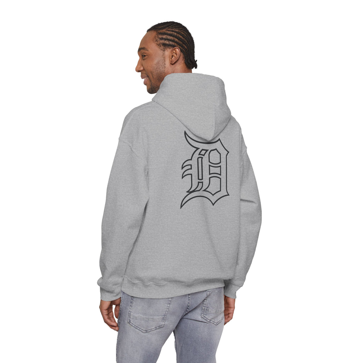 Detroit Basketball Graphic Hoodie | Vintage City Sports Logo, Front Collage Art
