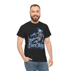 Blue Flaming Skeleton Skateboard T-Shirt | Skull Flame Graphic Tee