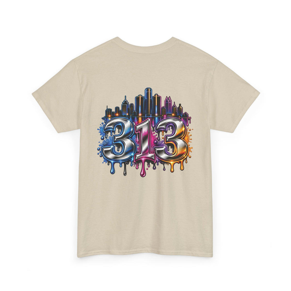 Detroit Script Tee | 313 Drip Skyline T-Shirt