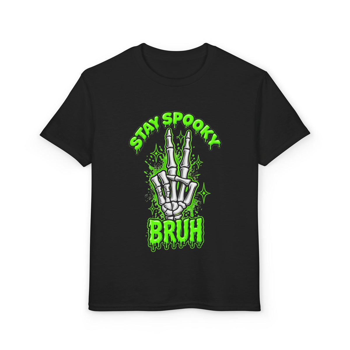 Stay Spooky Bruh T-Shirt | Skeleton Hand Halloween Graphic