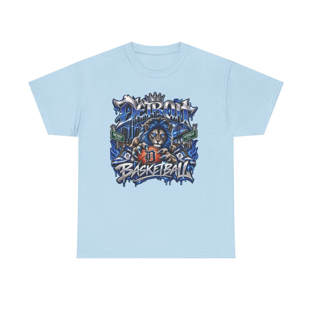 Detroit Basketball Lion Graphic Tee | City Streetball Detroit D Logo