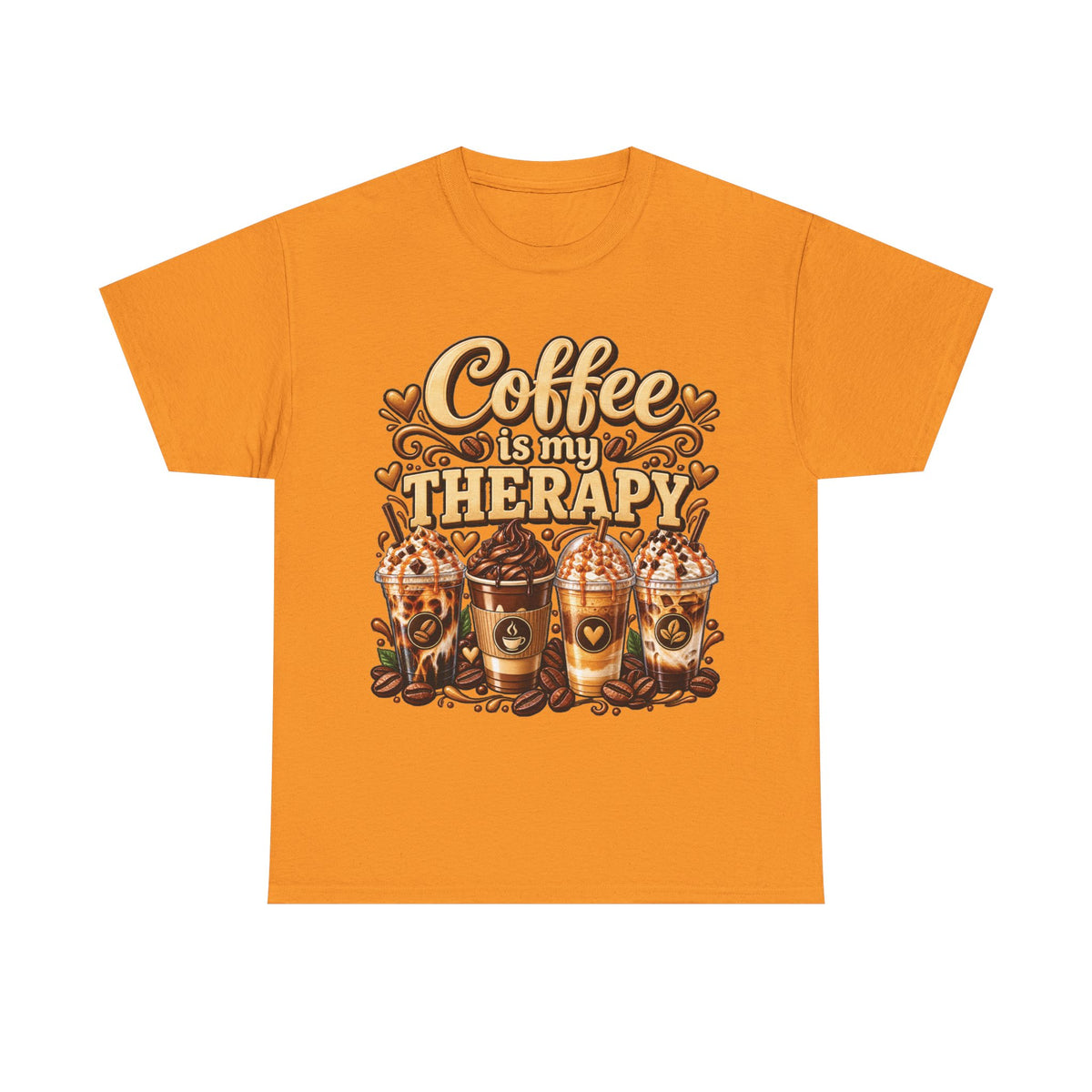 Coffee Is My Therapy T-Shirt | Coffee Cups Illustration, Cozy Beverage Tee