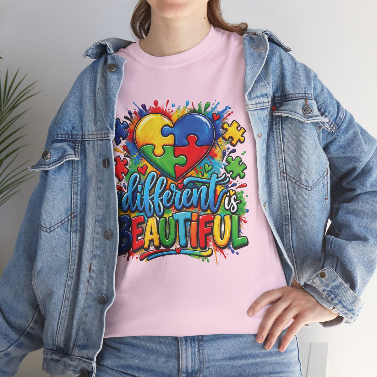 Different Is Beautiful Autism Puzzle Heart T-Shirt | Neurodiversity Awareness Tee