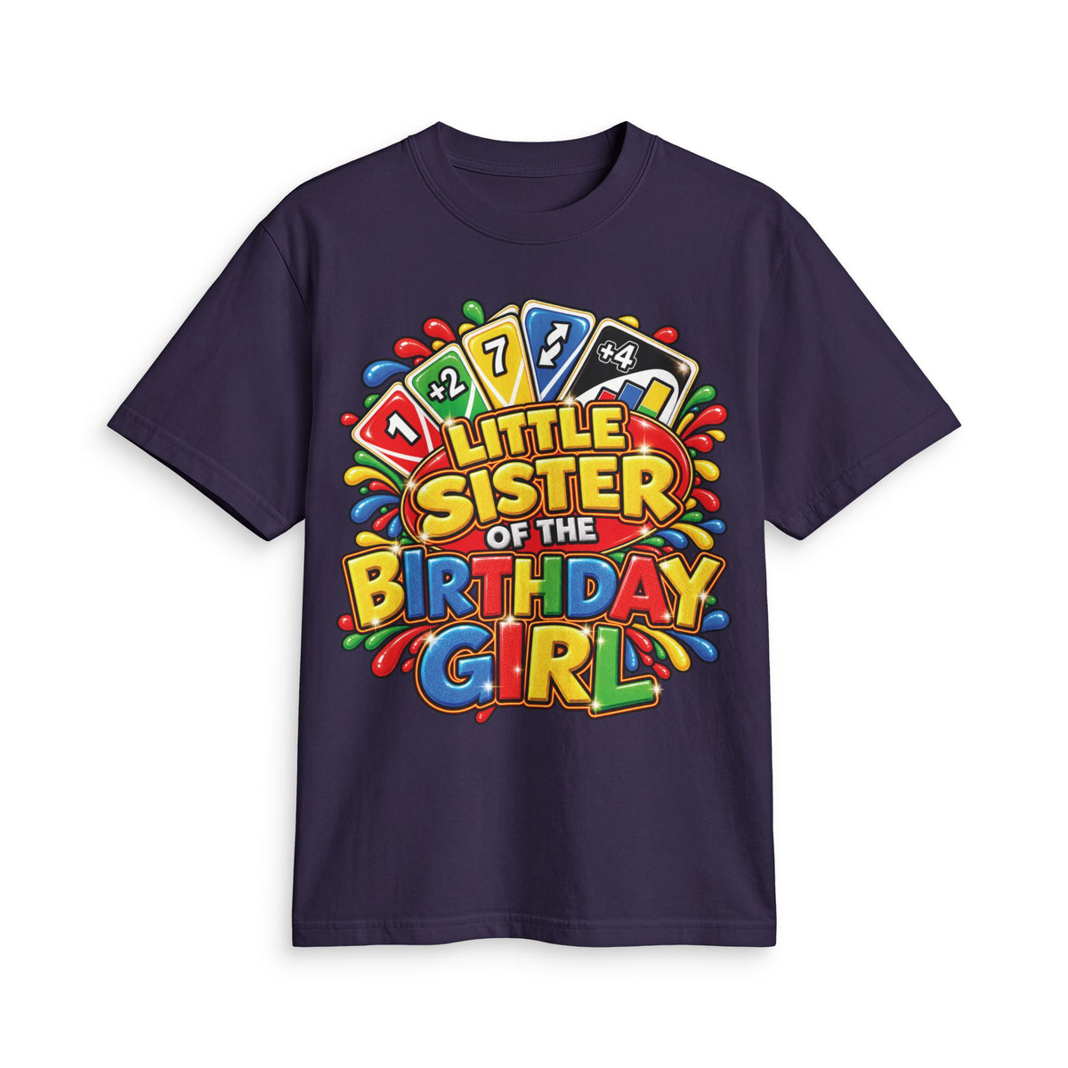 Little Sister of the Birthday Girl T-Shirt | Colorful Birthday Kids Tee