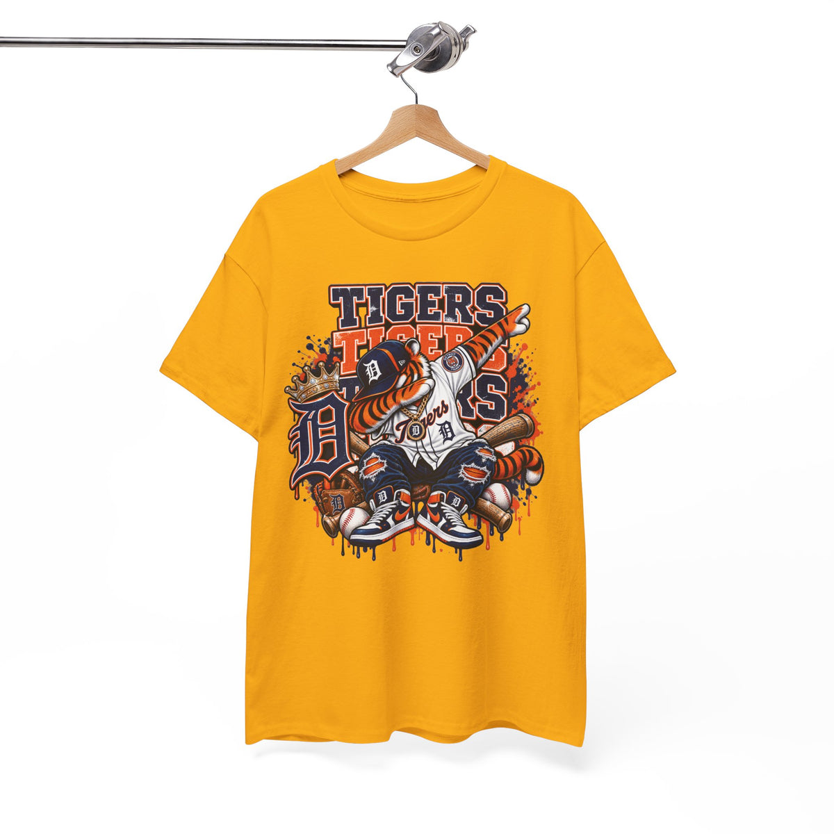 Detroit Tigers Mascot Baseball Tee | Vintage Tiger Batter Design