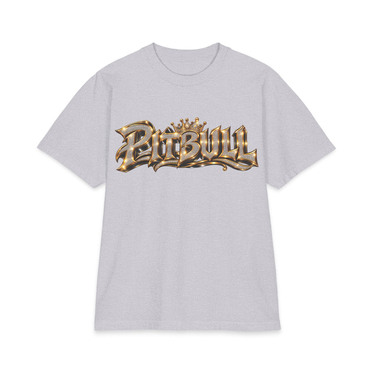 Pitbull Graphic T-Shirt | Hip Hop Logo, Portrait, Gold Chrome Lettering