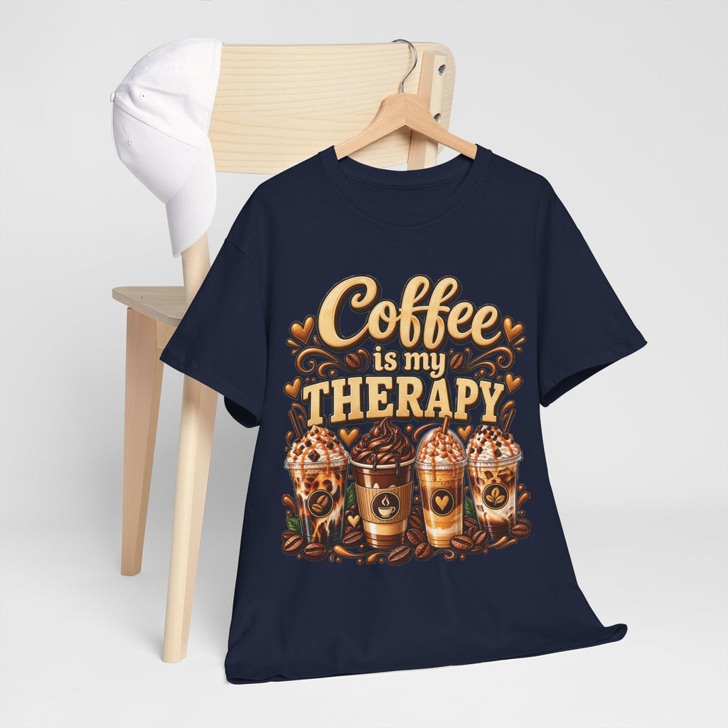 Coffee Is My Therapy T-Shirt | Coffee Cups Illustration, Cozy Beverage Tee
