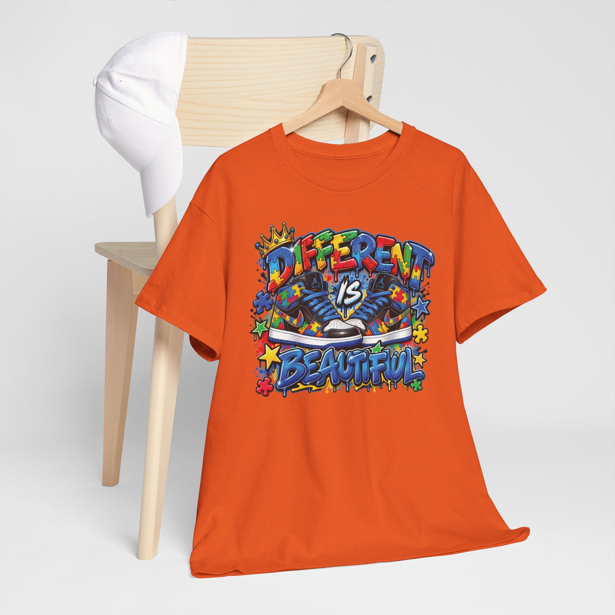 Different Is Beautiful Autism T-Shirt | Colorful Graffiti Typography