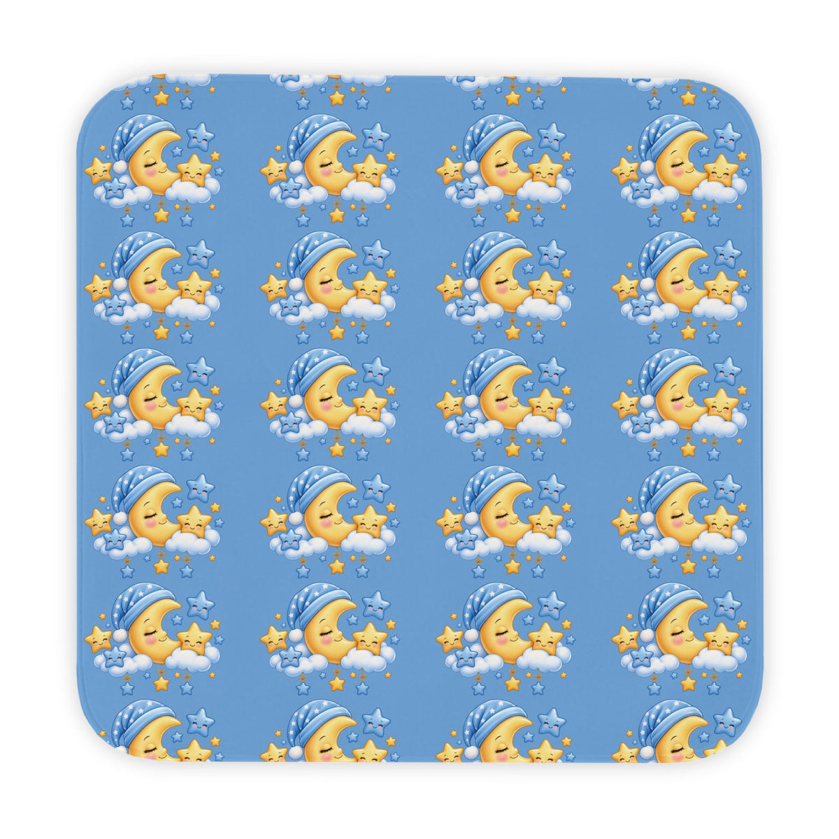 Custom Sleeping Moon Pattern Hooded Baby Towel | Blue Night Sky