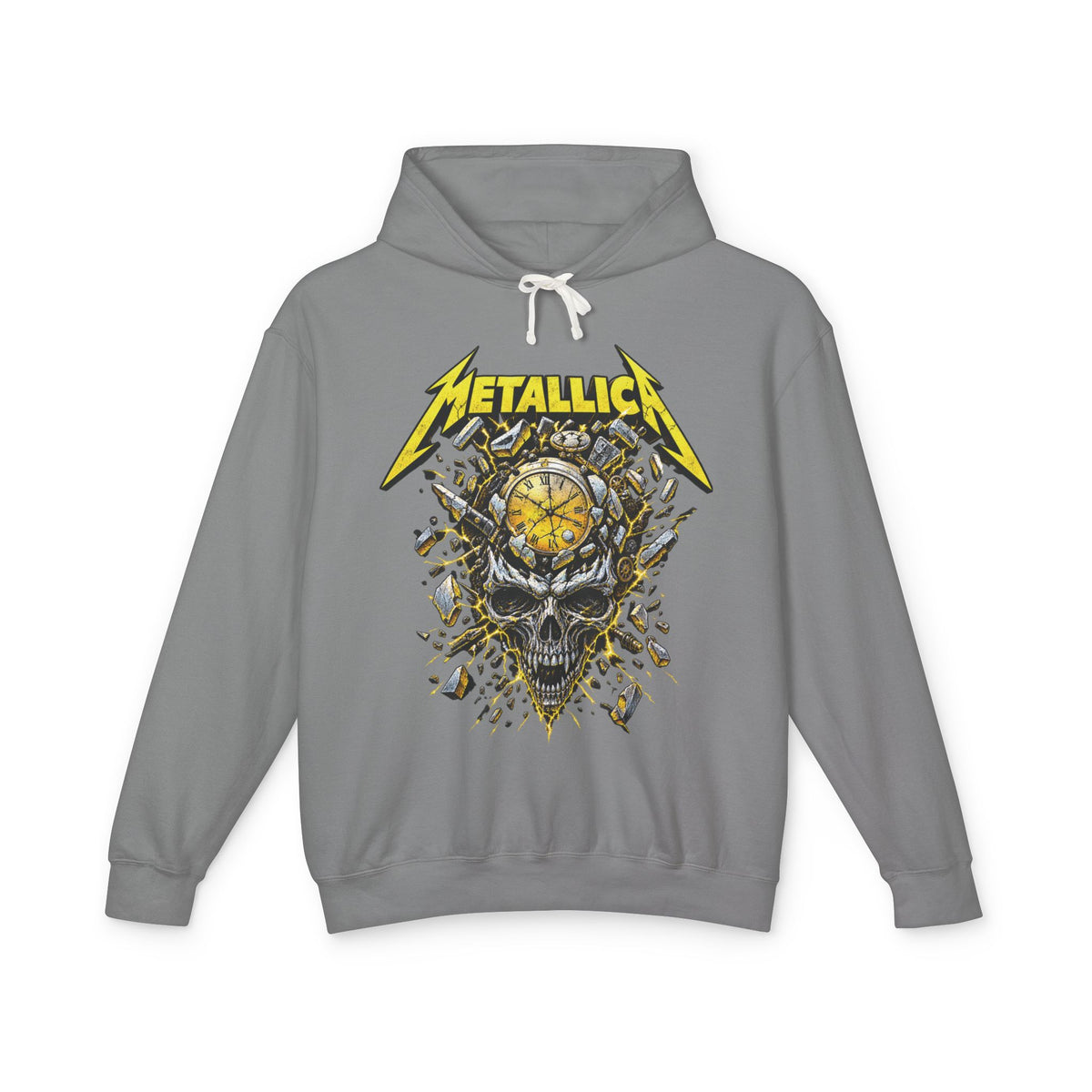 Metallica Skull & Broken Clock Hoodie | Band Logo Rock Music Sweatshirt