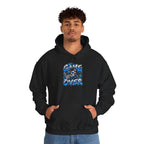 Game Over Skull hoodie | Gaming Graphic Sweatshirt, Blue Grunge Design