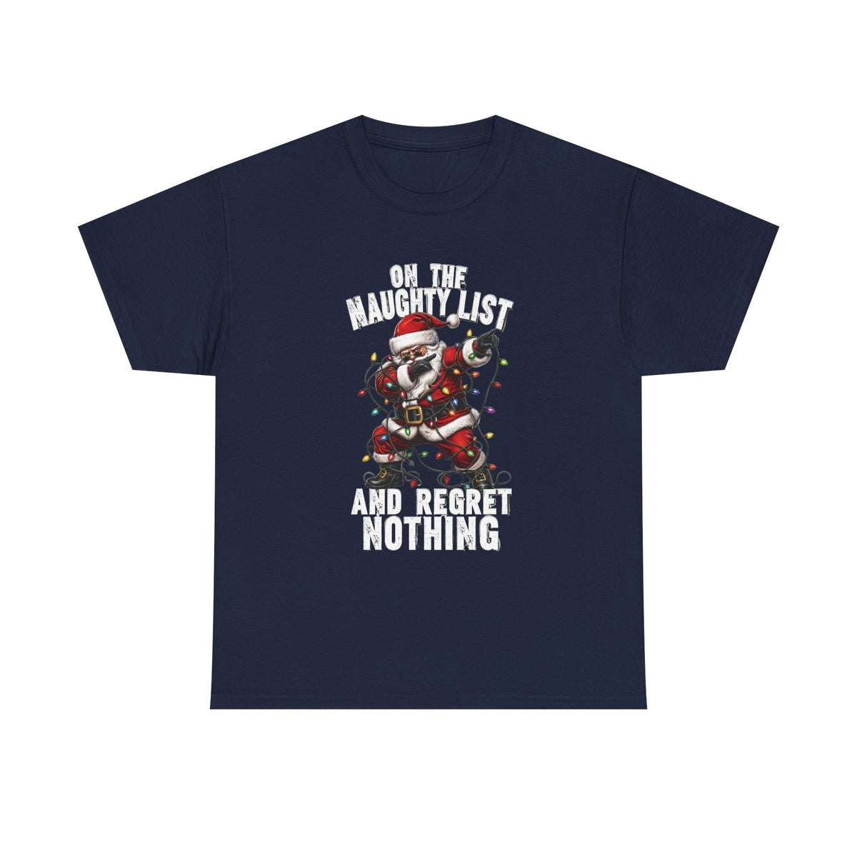 Santa Skeleton 'On the Naughty List and Regret Nothing' Tee | Christmas Punk Shirt