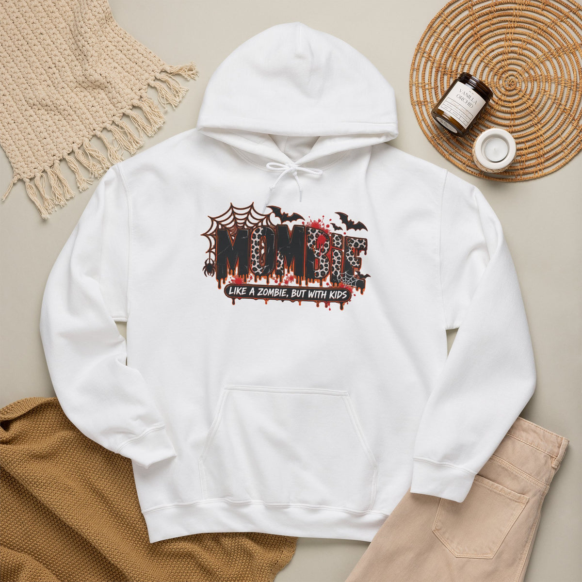 Mama Halloween Hoodie | spiderweb bats leopard print, spooky family mom sweatshirt