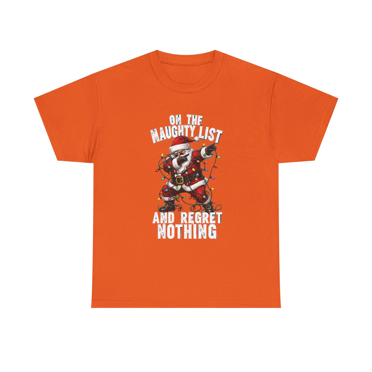 Santa Skeleton 'On the Naughty List and Regret Nothing' Tee | Christmas Punk Shirt