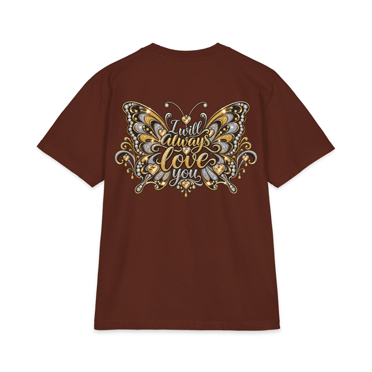 Dolly Floral Portrait T-Shirt | Butterfly 'Love Always' Back
