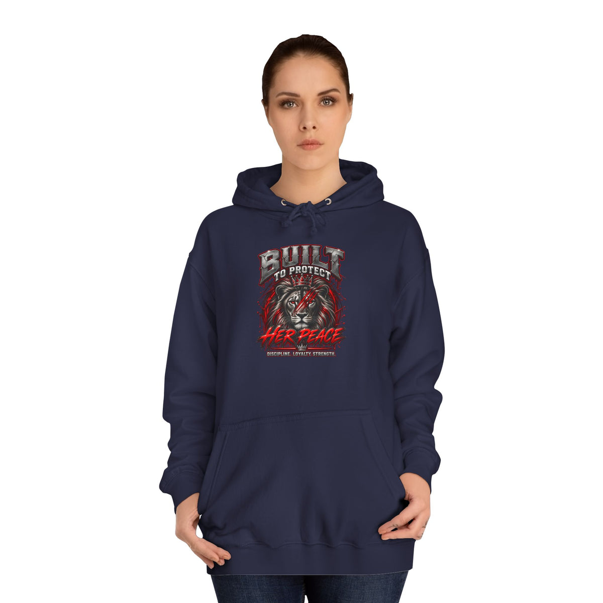 Built to Protect her Peace Couples College Hoodie