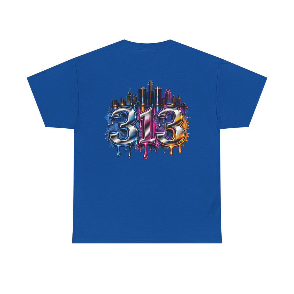 Detroit Script Tee | 313 Drip Skyline T-Shirt