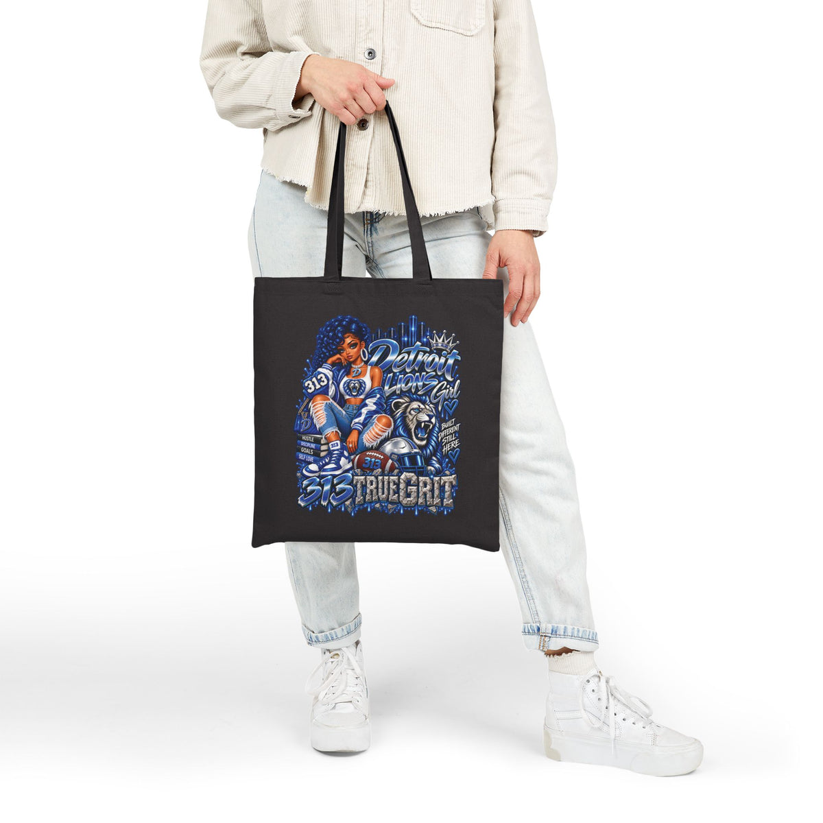 True Grit Detroit Lions Tote Bag | Vintage Baseball Illustration